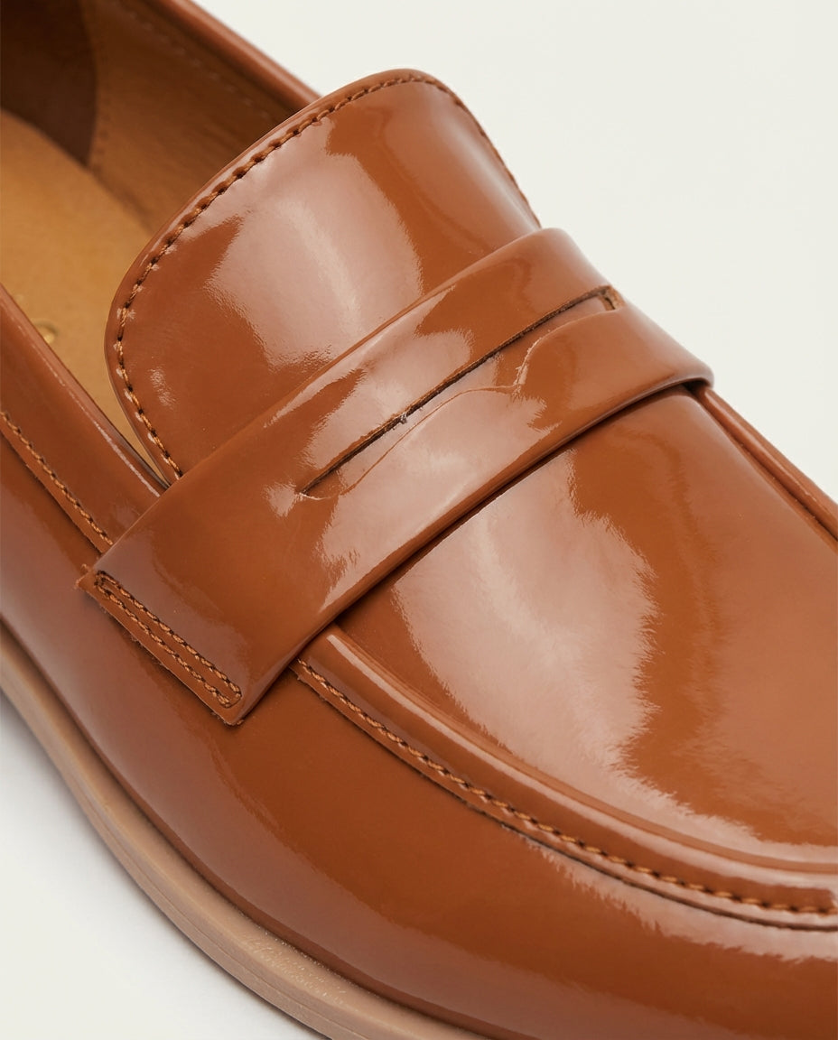 Mocassins Femme Vernis Caramel - Anir