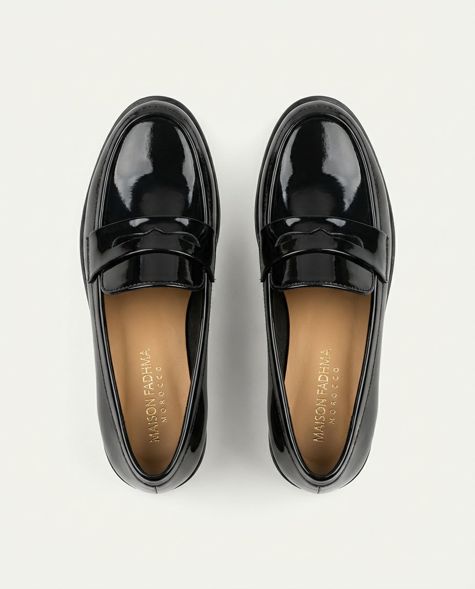 Mocassins Femme Vernis Noir - Anir