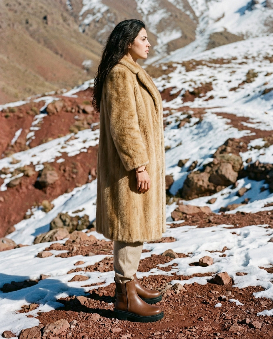 Bottines Chelsea Femme en Cuir Cognac Brulé - Zayna