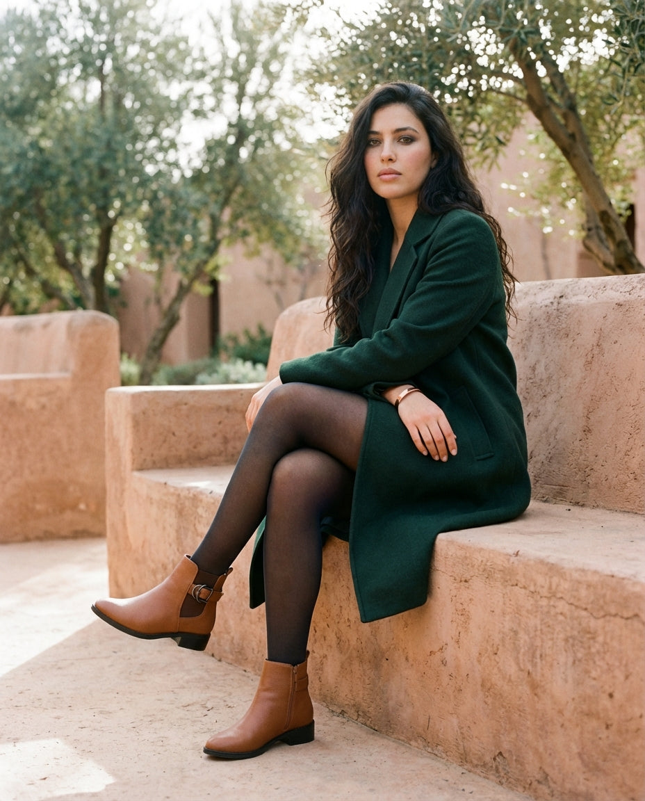 Bottines Chelsea Femme en Cuir Cognac Miel- Nahla