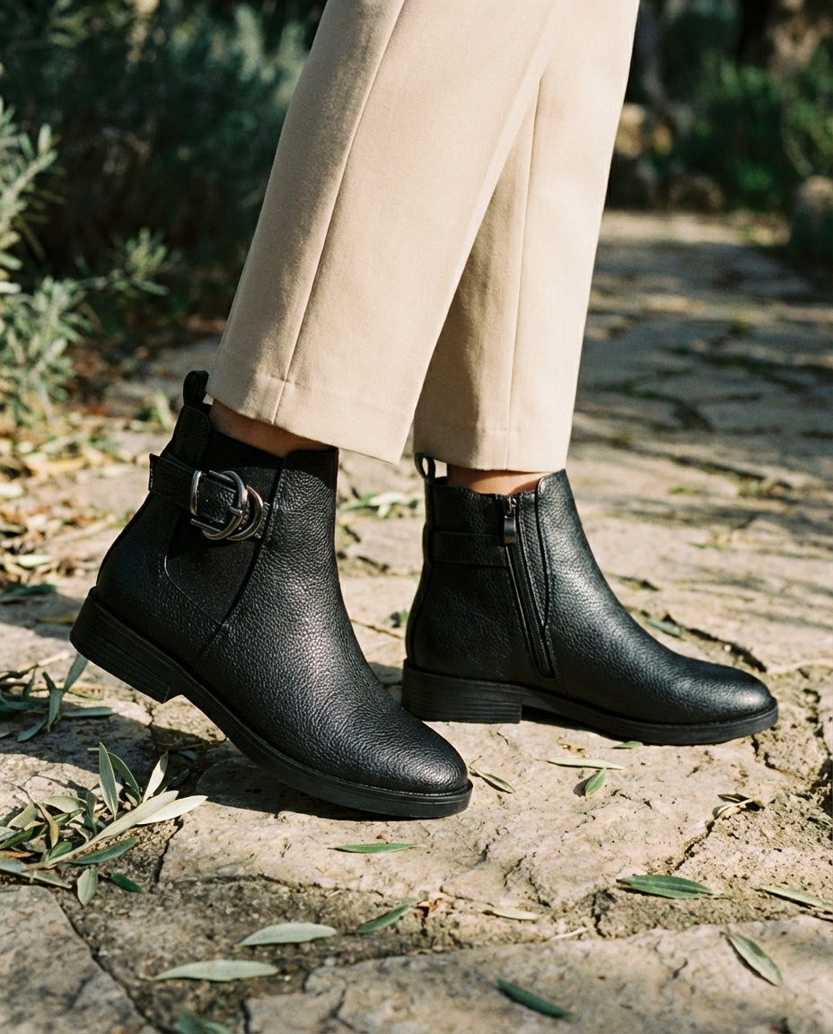 Bottines Chelsea Femme en Cuir Noir - Nahla