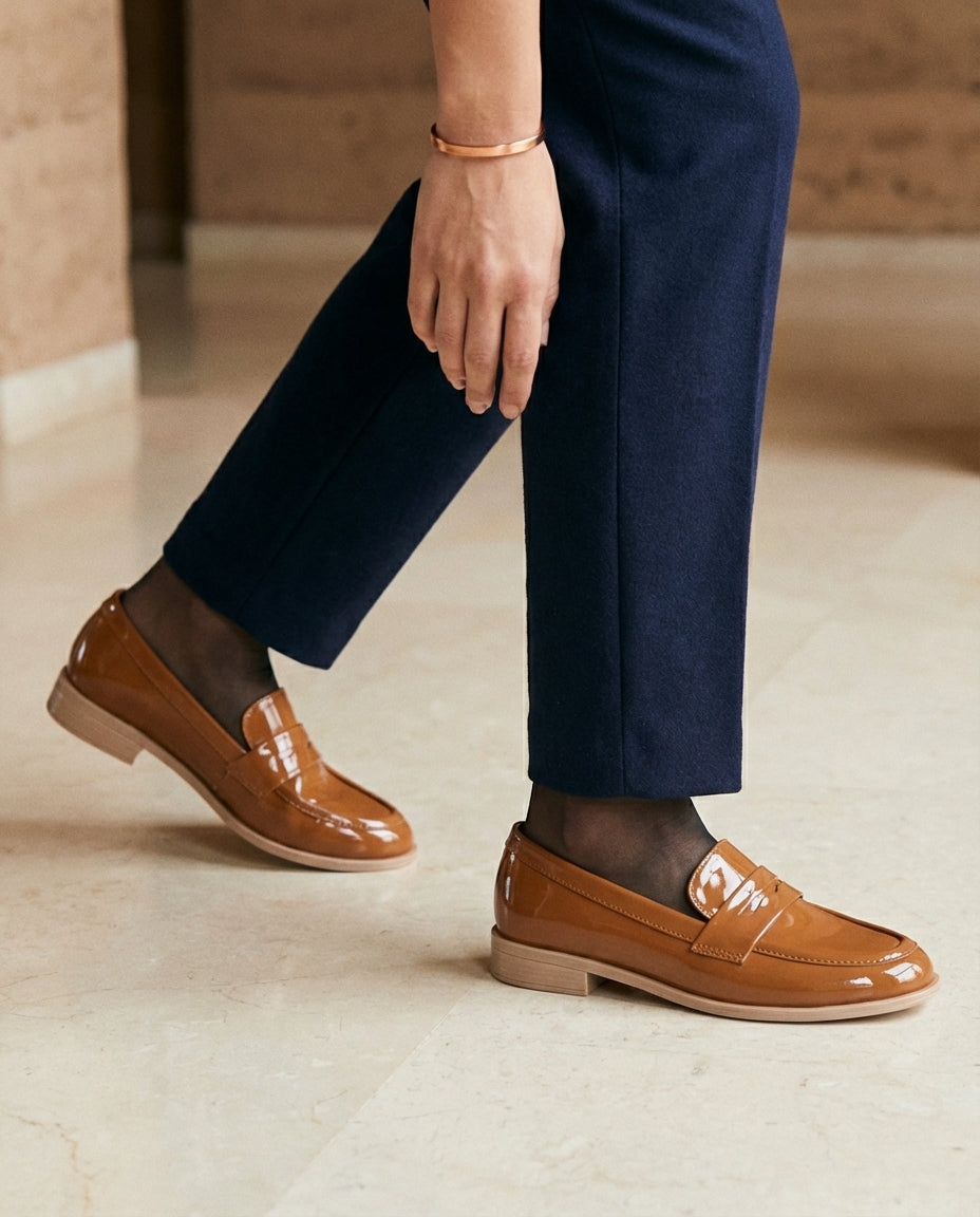 Mocassins Femme Vernis Caramel - Anir