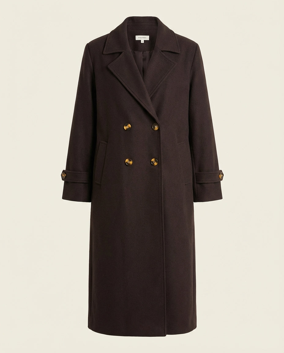 Manteau Long Femme Marron Espresso - Sylia