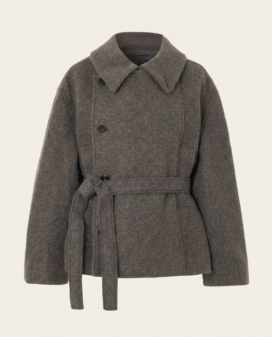 Veste Courte Femme en Laine avec Ceinture - Aruy