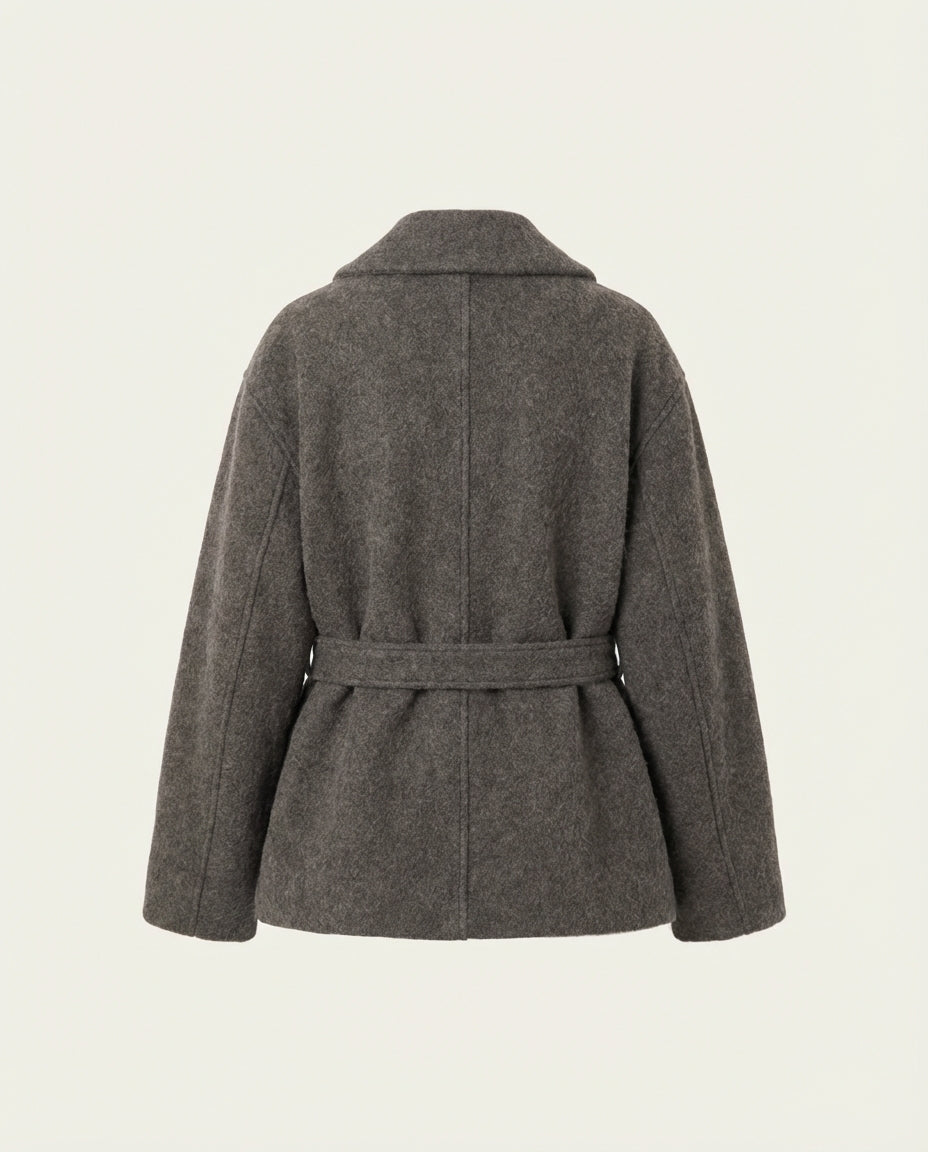 Veste Courte Femme en Laine avec Ceinture - Aruy