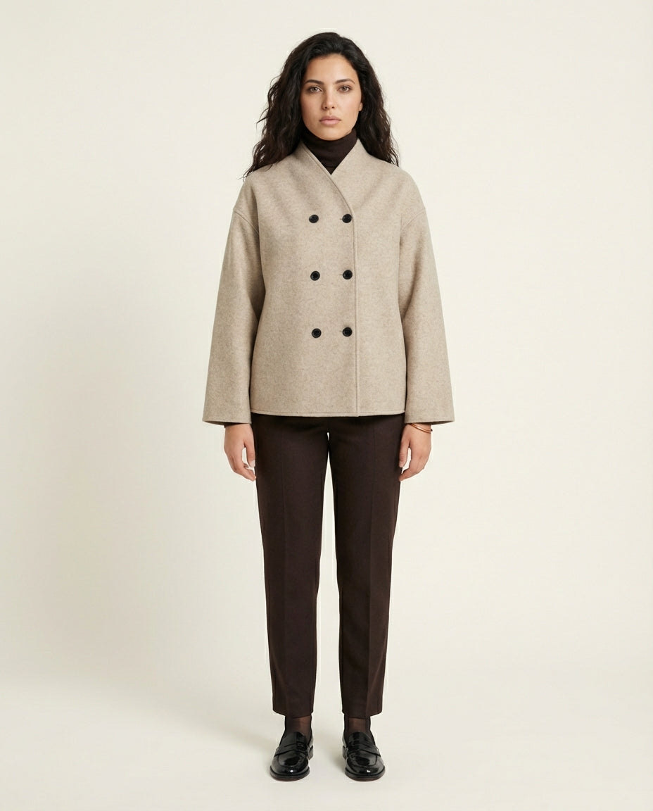 Veste Courte Femme à Double Boutonnage en Laine - Saha