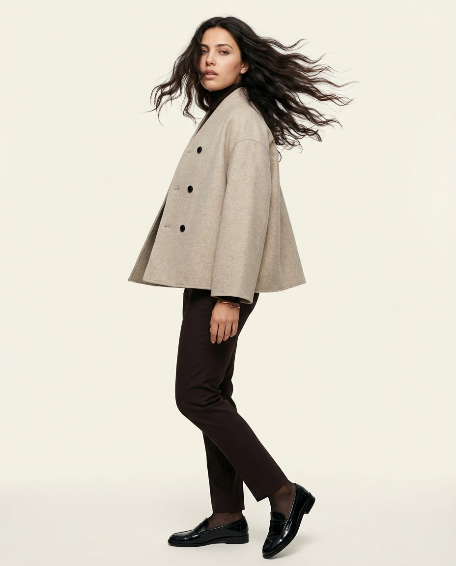 Veste Courte Femme à Double Boutonnage en Laine - Saha