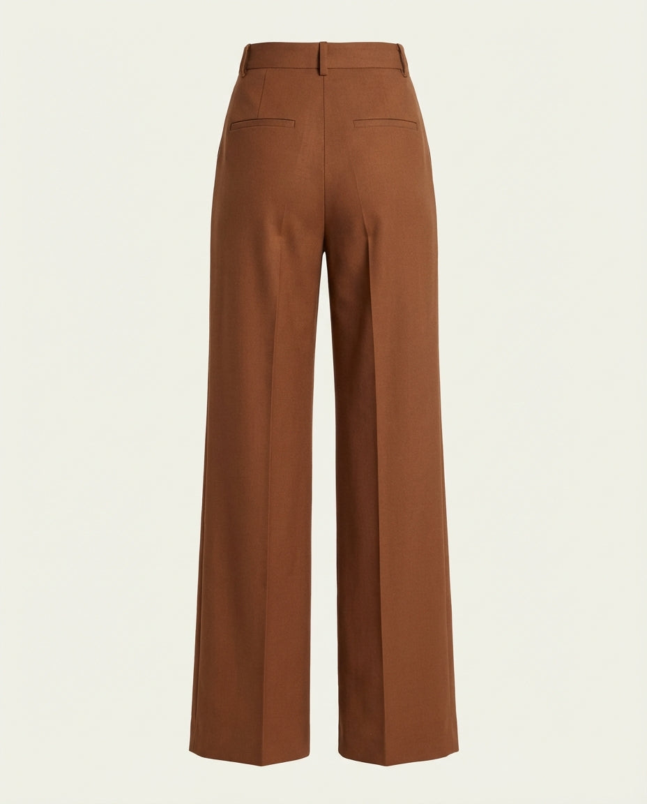 Pantalon Large Femme Coupe Tailleur Marron - Tamesna