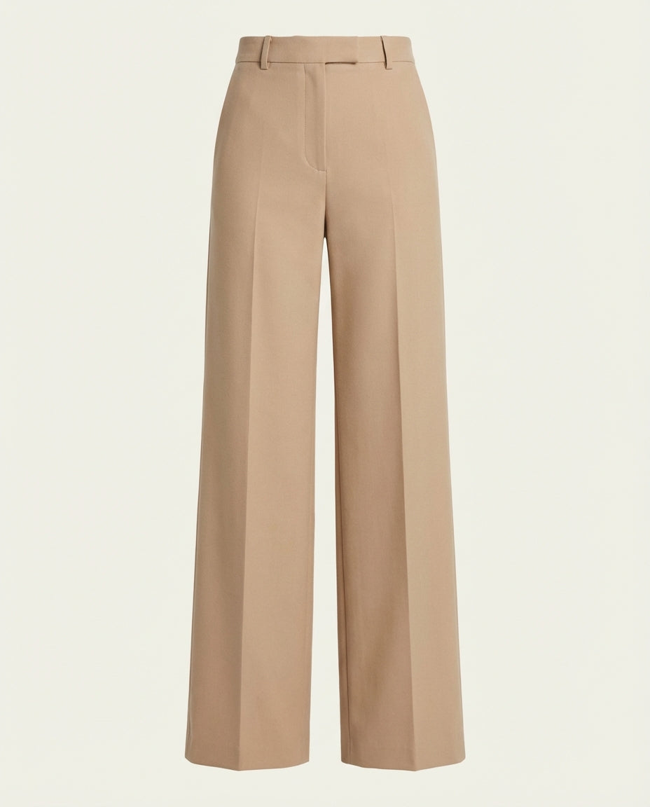 Pantalon Large Femme Coupe Tailleur Beige - Tamesna