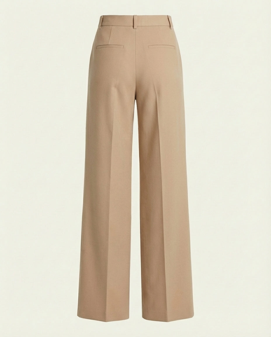 Pantalon Large Femme Coupe Tailleur Beige - Tamesna