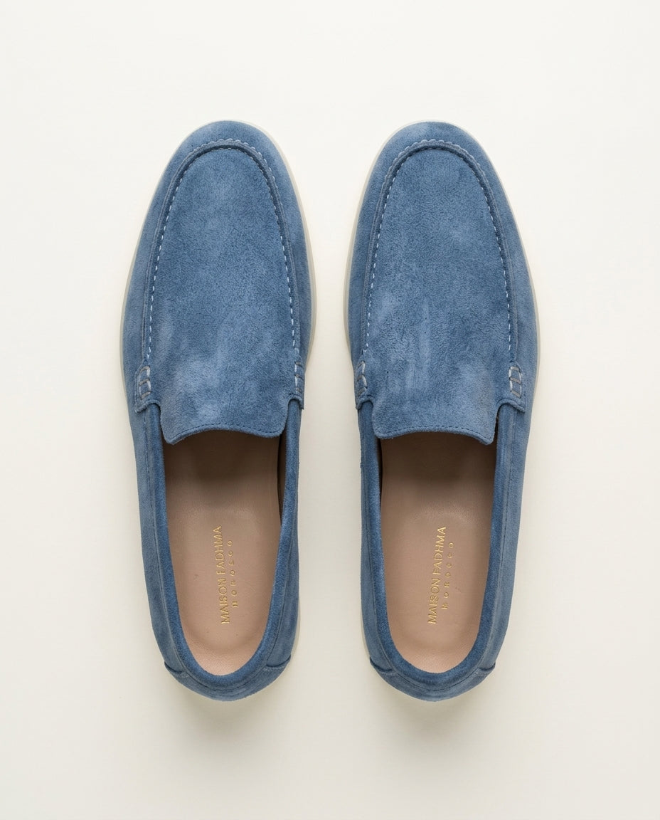 Mocassins pour hommes en daim Bleu Azure - Izem