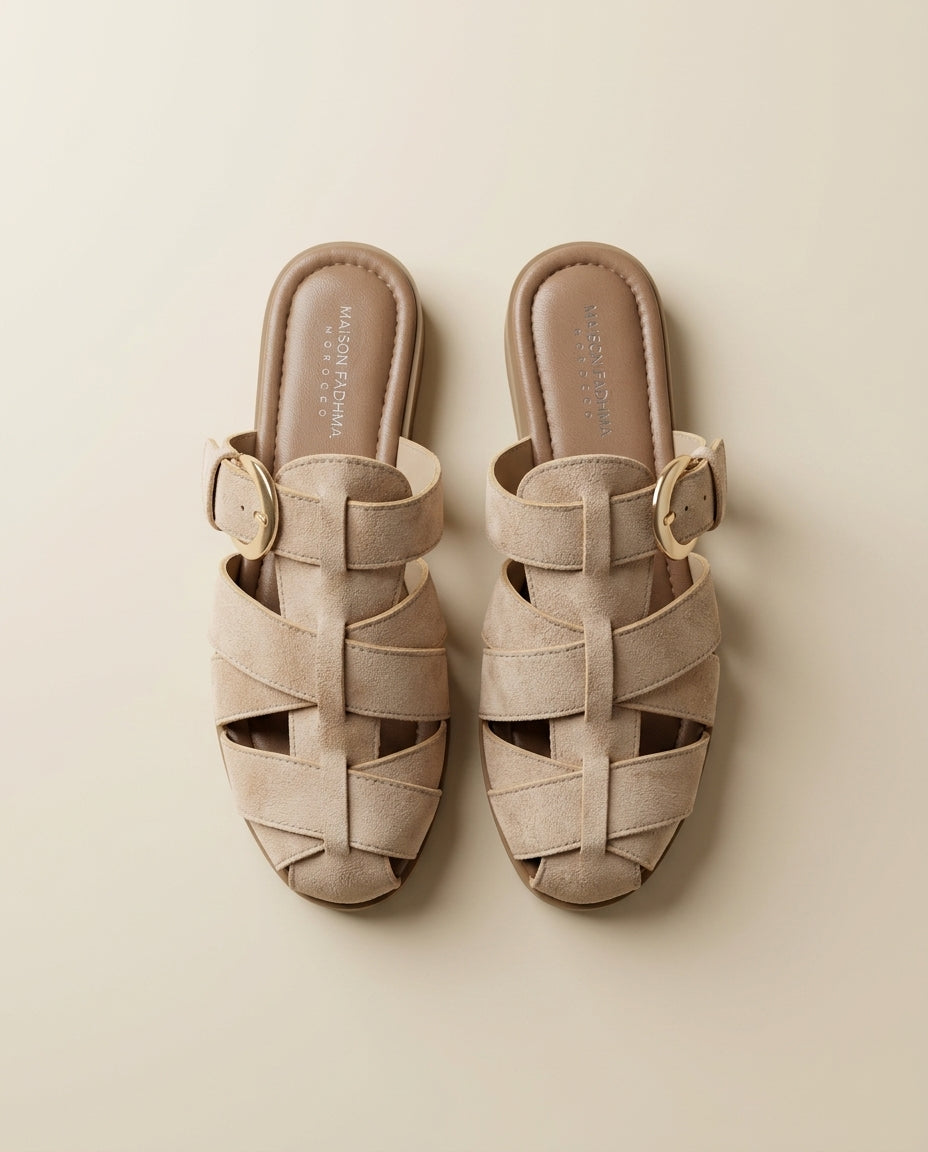 Sandale Femme en Daim Beige - Asra