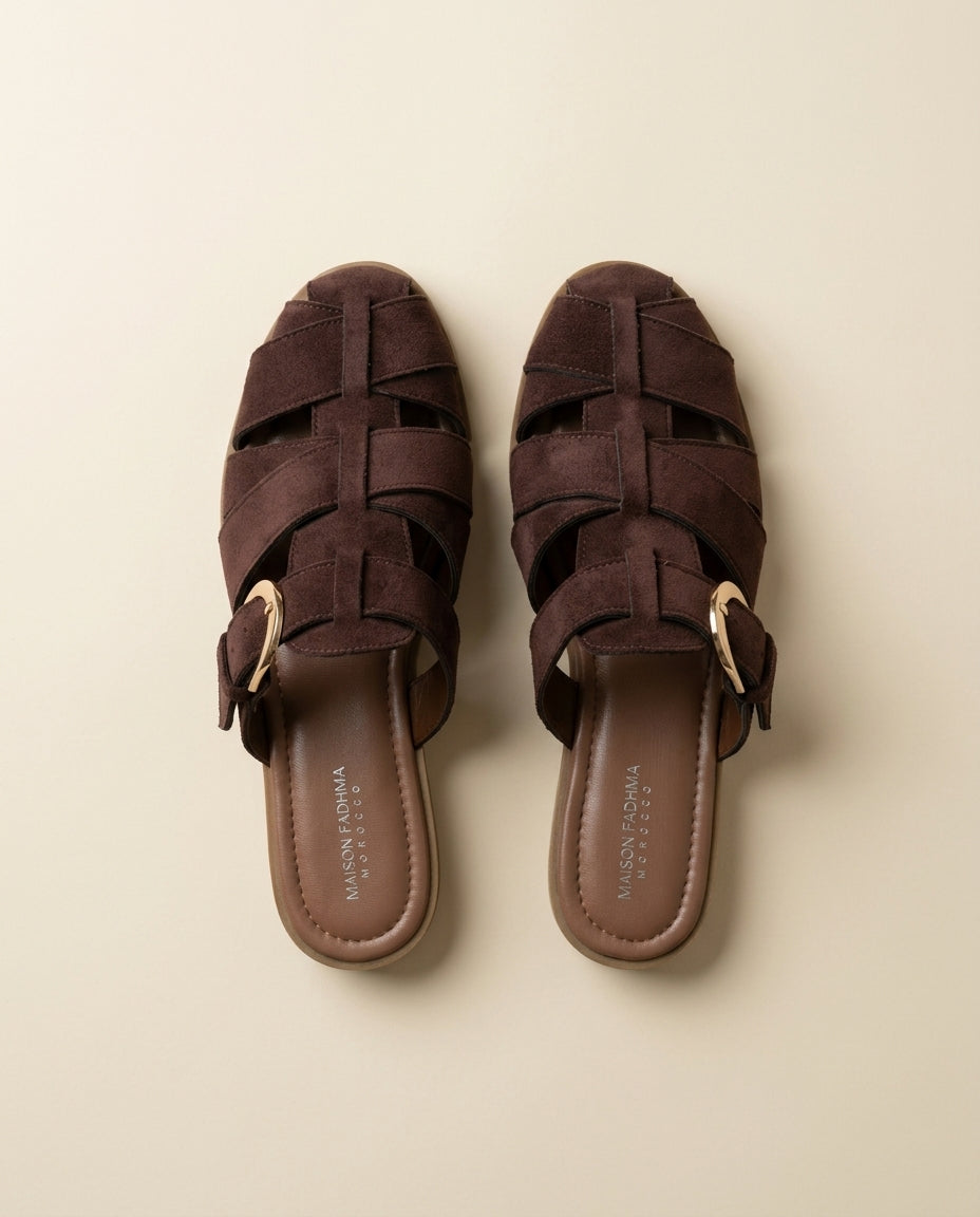 Sandale Femme en Daim Marron - Asra