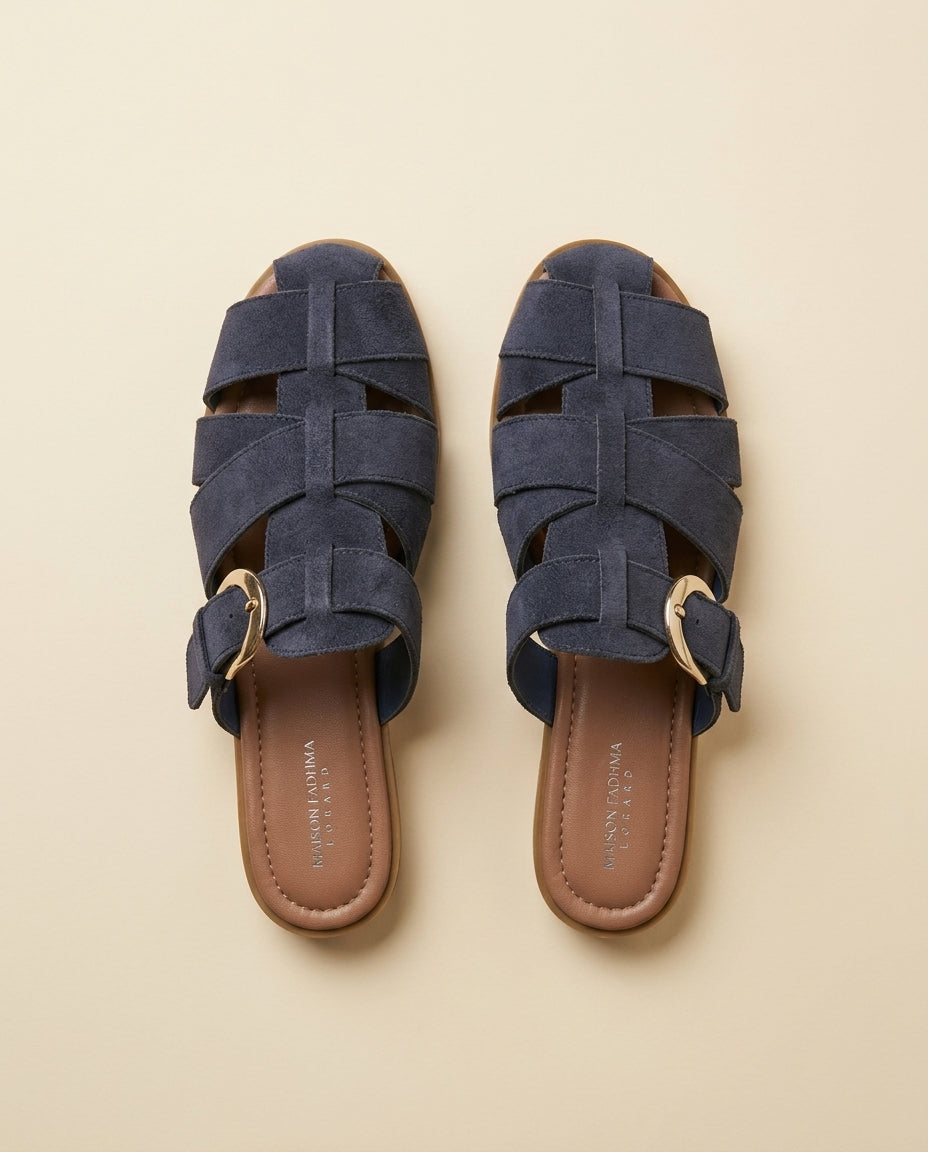Sandale Femme en Daim Bleu marine - Asra