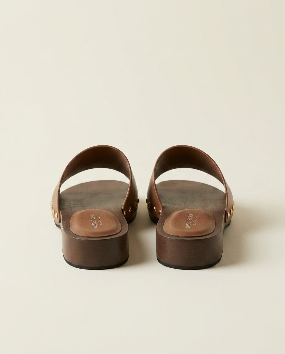Sandale Femme en Cuir Marron à Semelle Gomme - Ayla