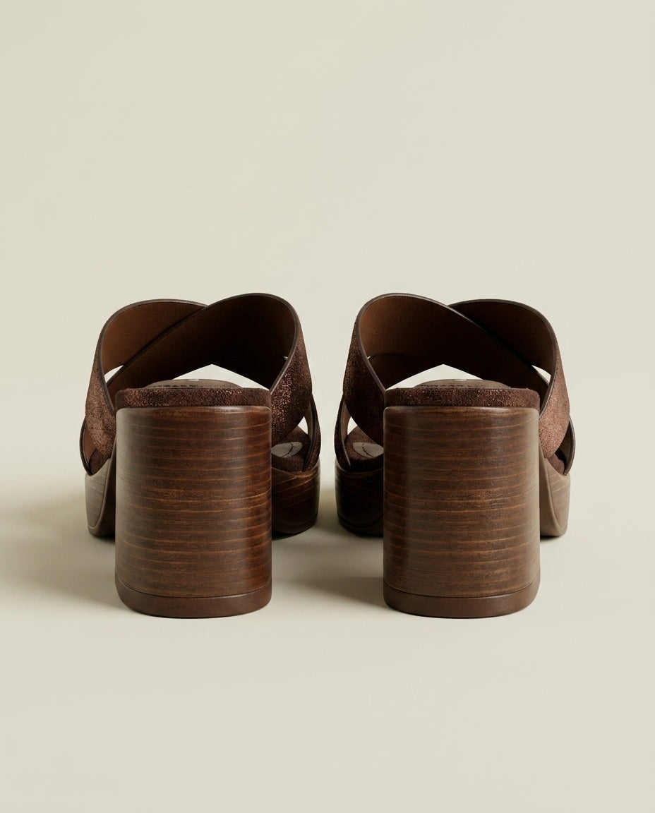 Sandale Femme à Talon en Daim Marron - Silin