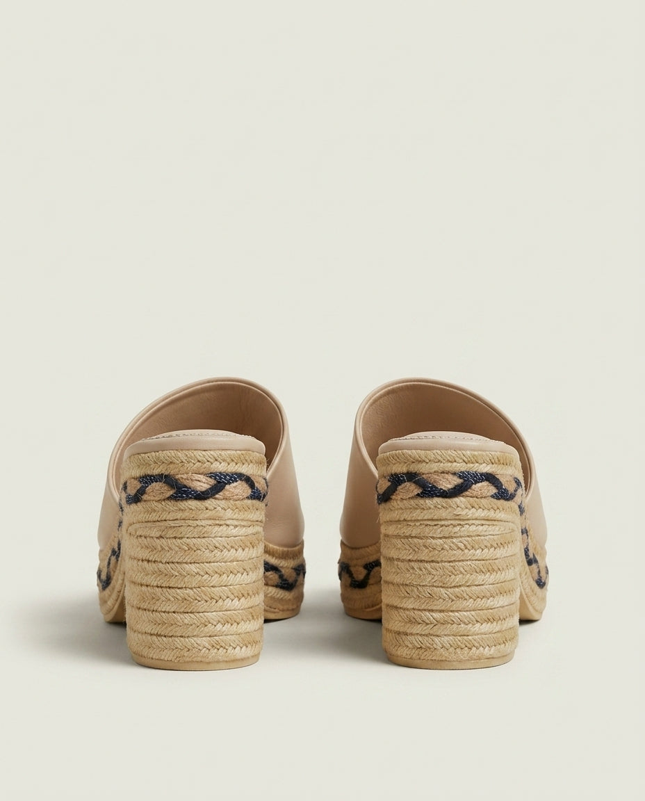 Sandale à talon tressé Beige - Tanat