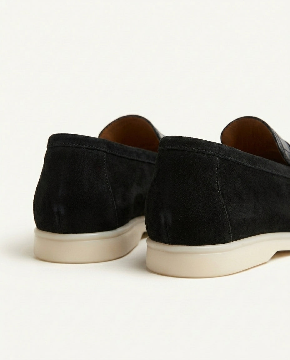 Mocassins pour hommes en cuir croco et daim Noir - Irwi