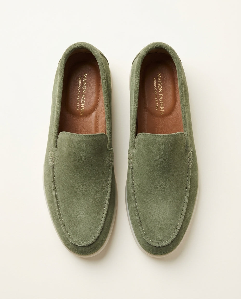 Mocassins pour hommes en daim Vert Sauge - Izem
