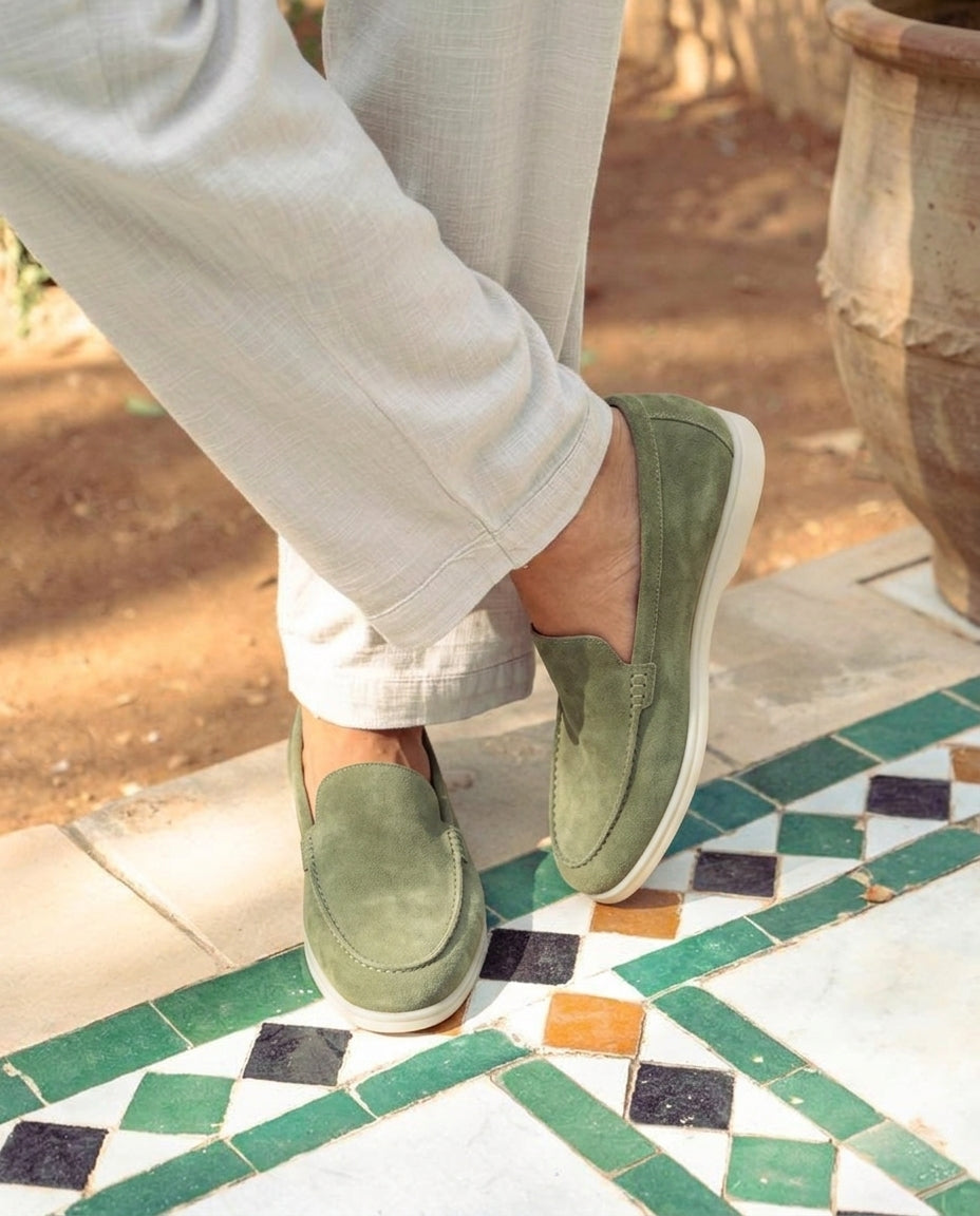 Mocassins pour hommes en daim Vert Sauge - Izem