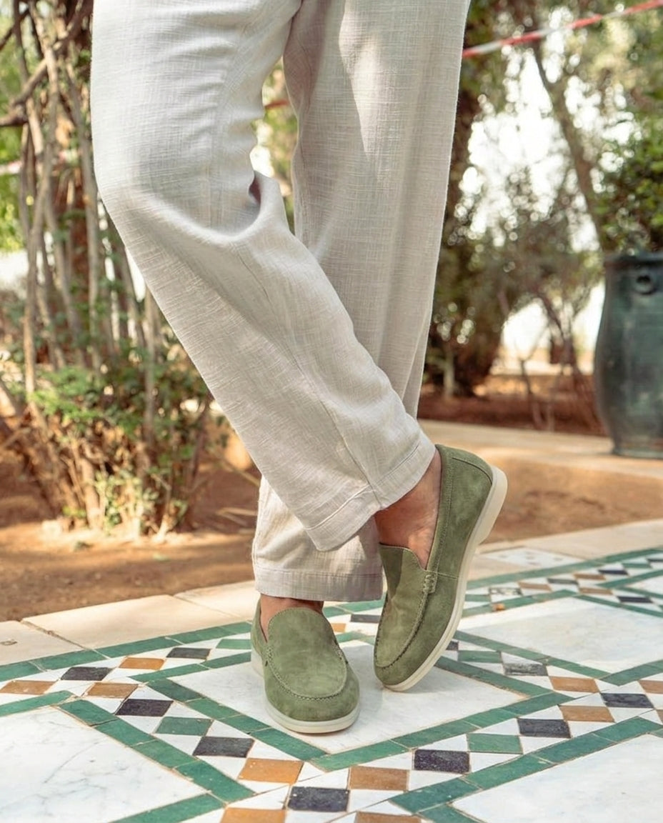 Mocassins pour hommes en daim Vert Sauge - Izem
