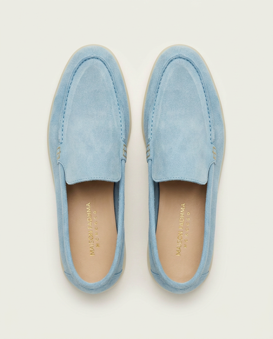 Mocassins en Daim Bleu Azur - Izem