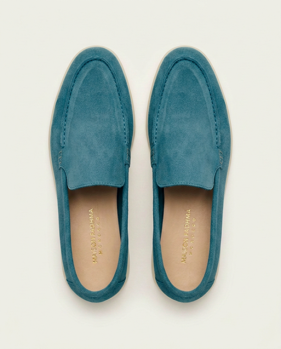 Mocassins en Daim Bleu Pétrole - Izem