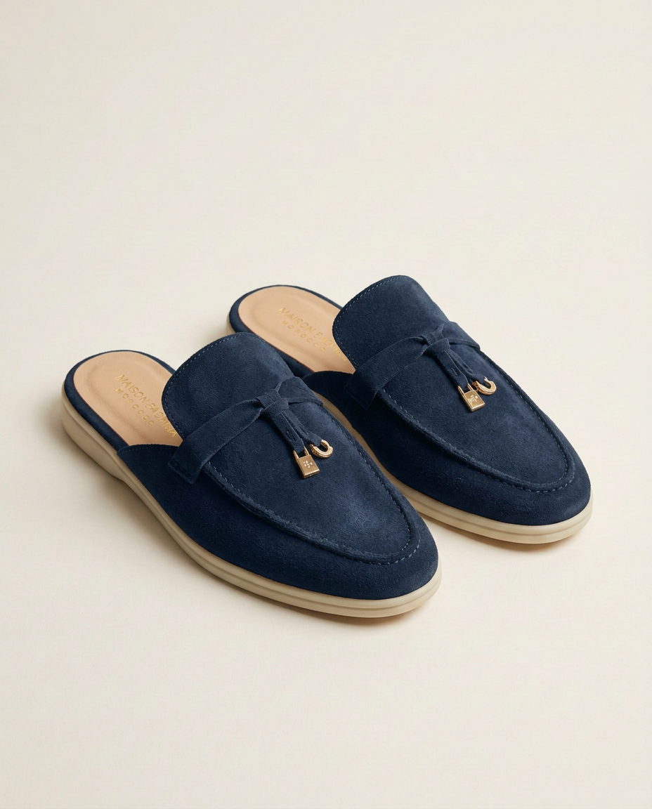 Mules en Daim Bleu Marine - Tayri