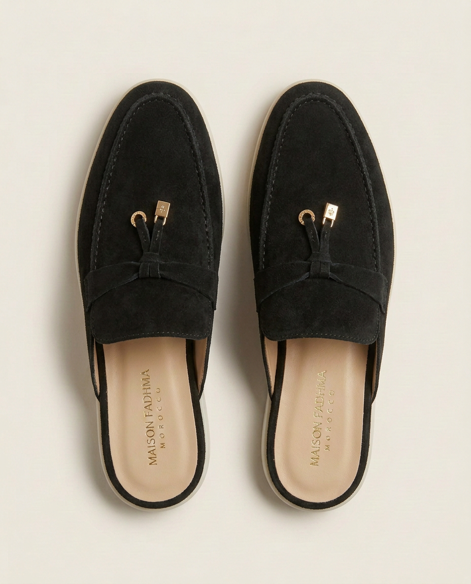 Mules en Daim Noir Classique - Tayri
