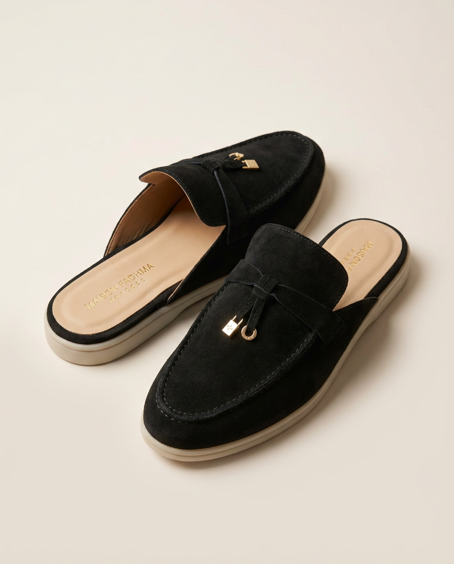 Mules en Daim Noir Classique - Tayri
