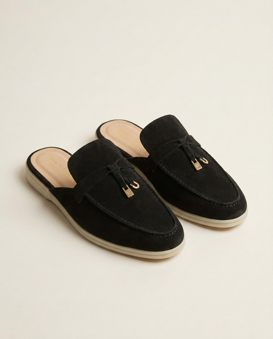 Mules en Daim Noir Classique - Tayri