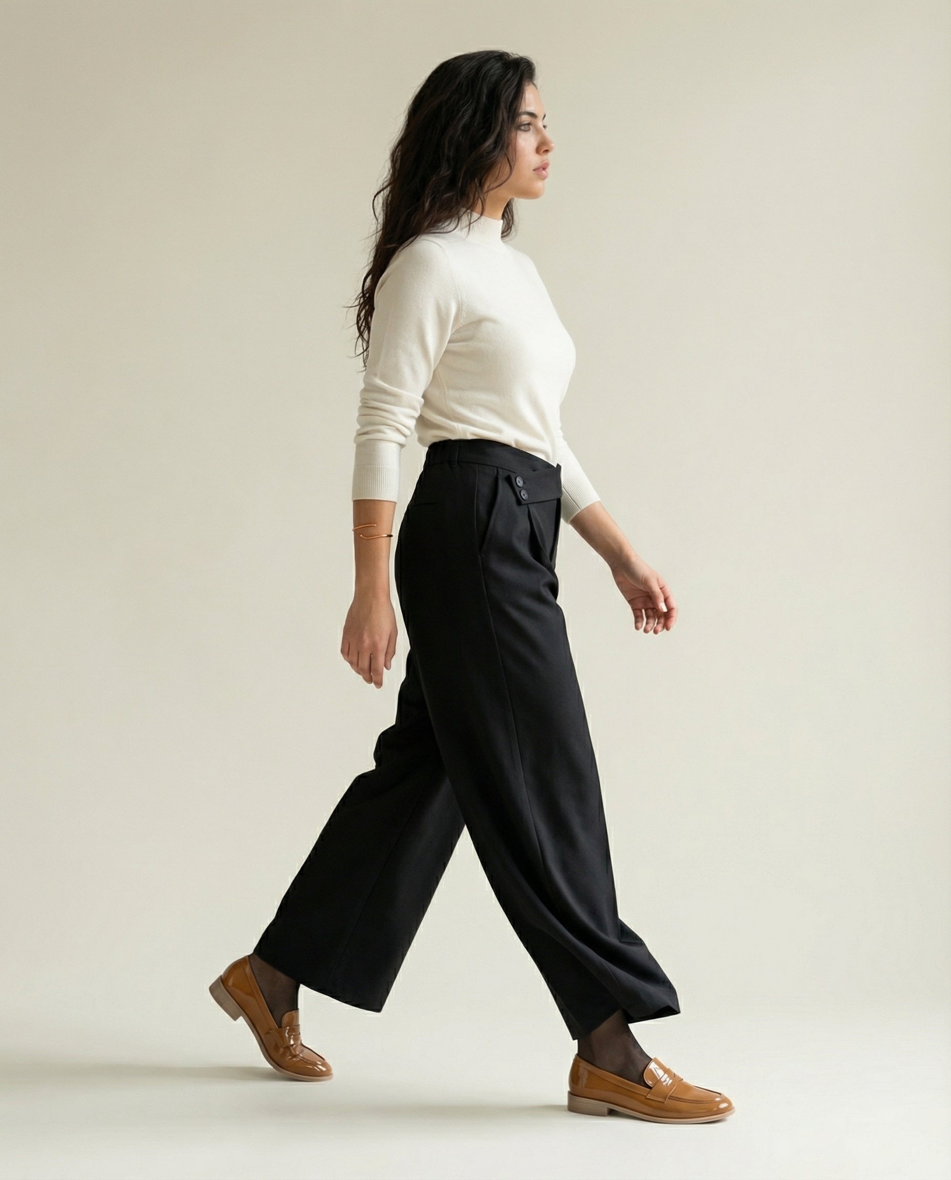Pantalon Large Fluide Stretch Noir - Izil