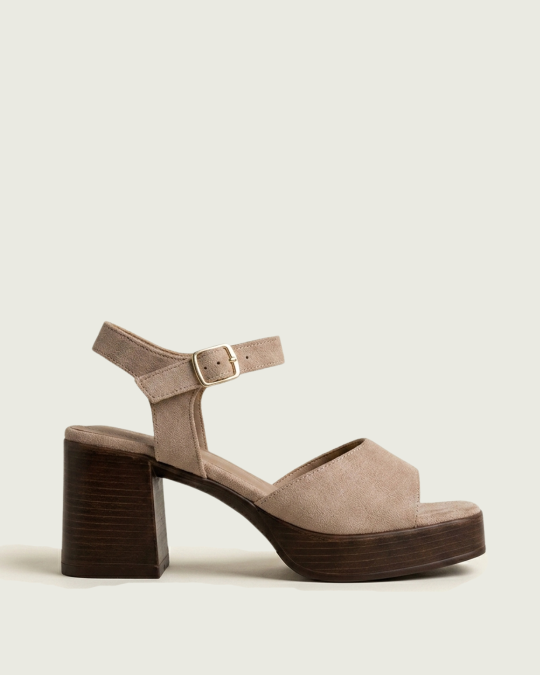 Sandale à Talon Femme Daim Beige - Arez