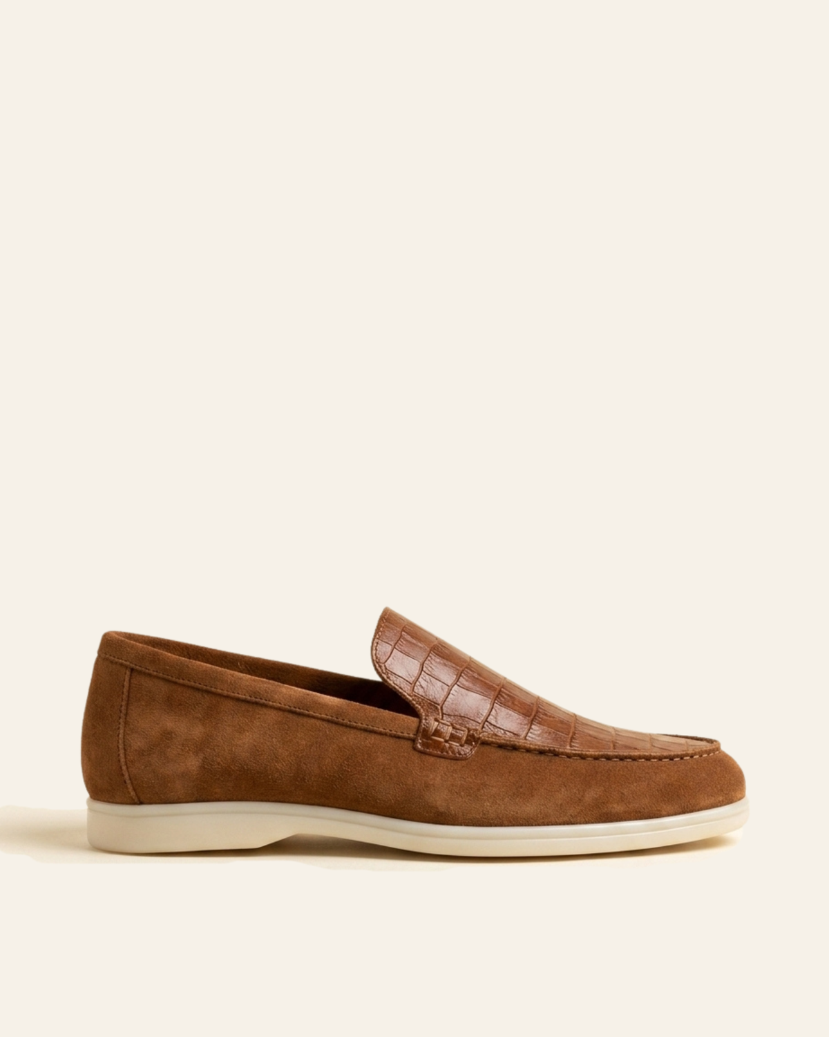 Mocassins pour hommes en cuir croco et daim Tabac - Irwi