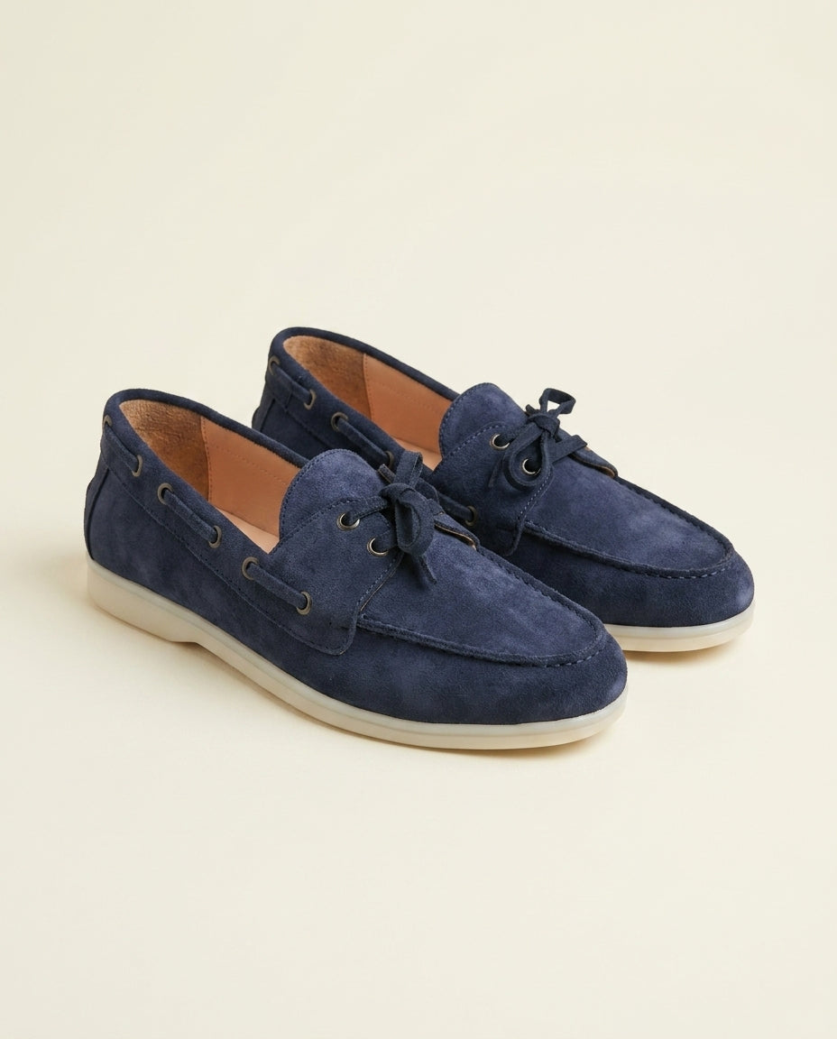 Mocassins Bateau en Daim Bleu Marine - Tifira