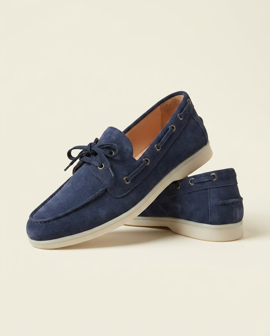 Mocassins Bateau en Daim Bleu Marine - Tifira