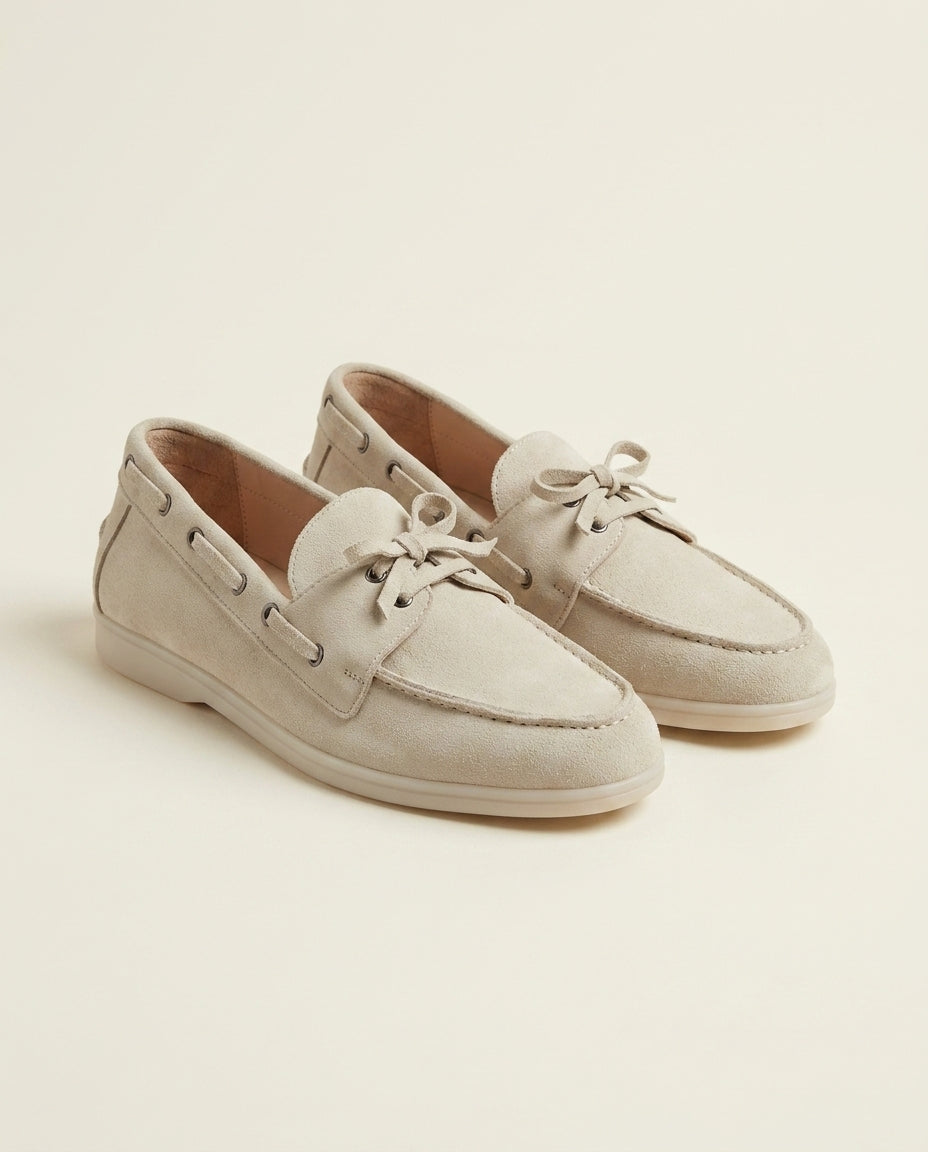 Mocassins Bateau en Daim Beige - Tifira