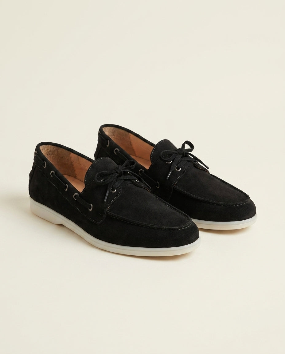 Mocassins Bateau en Daim Noir - Tifira