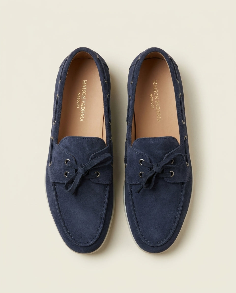 Mocassins Bateau en Daim Bleu Marine - Tifira